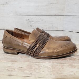 John Varvatos Brown Leather Slip-On Loafers